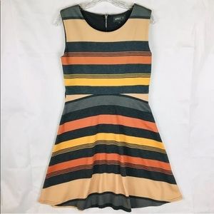 Apricot‎ Dress Striped A Line Skater Sleeveless
